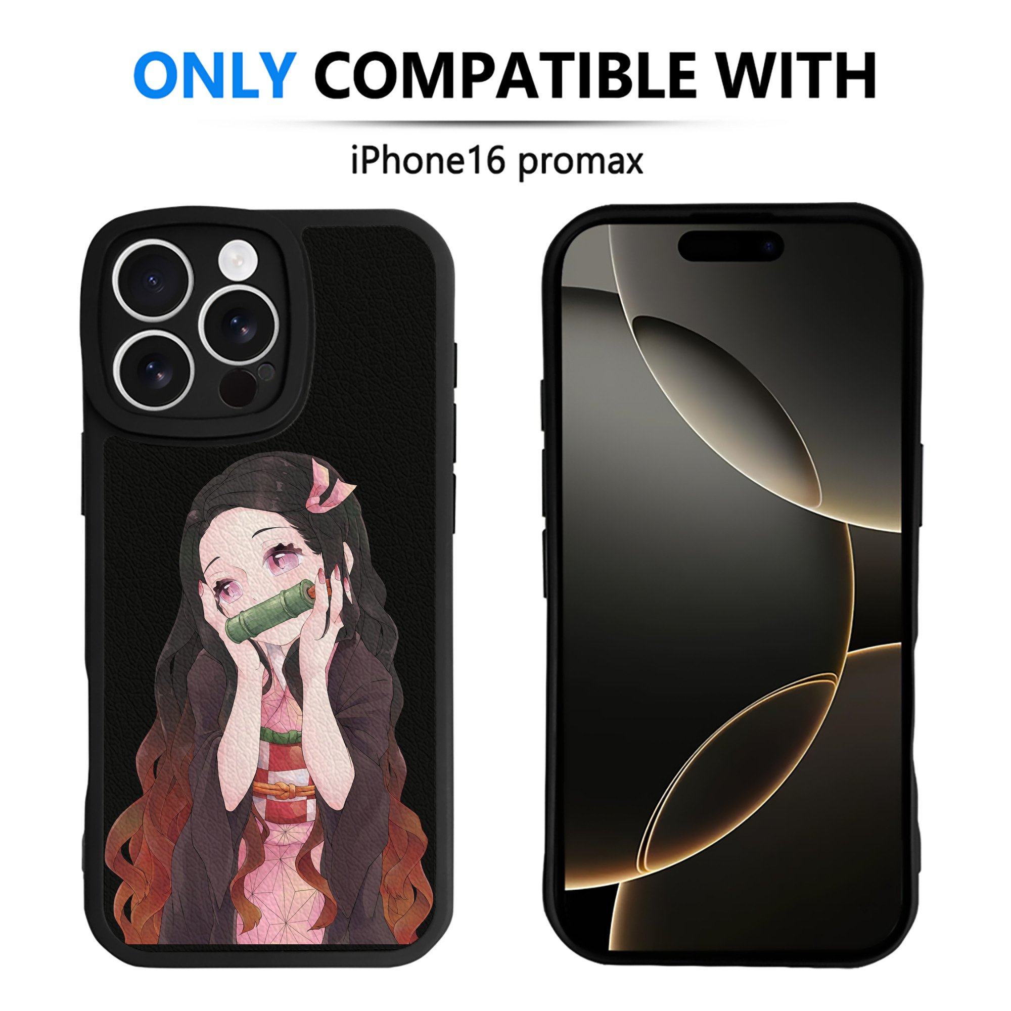 （画像用） 鬼滅の刃（きめつのやいば）竈門 禰󠄀豆子／かまど ねずこ Kamado Nezuko 【iPhone 16シリーズ対応】シリコンスマホケース（レザー調） 材質：シリコン